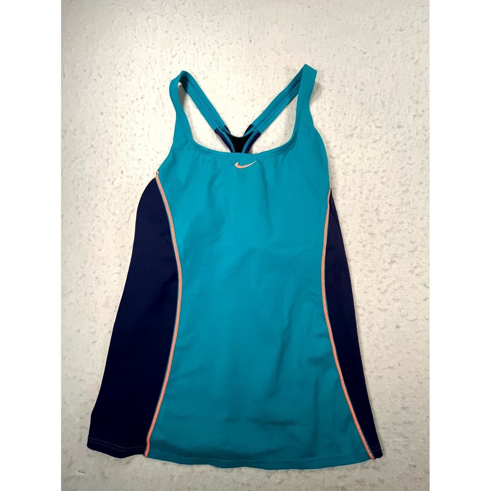 Nike‎ Dri Fit Tank Top Womens XL Teal Purple Racerback Lined Athletic Workout